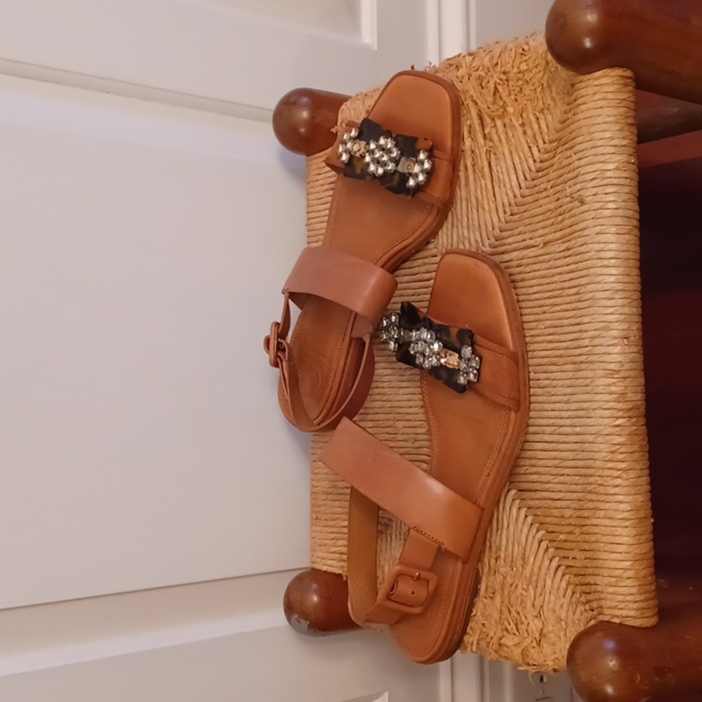 Tory Burch Size 7M Caramel Btown Sandals with Embellishments